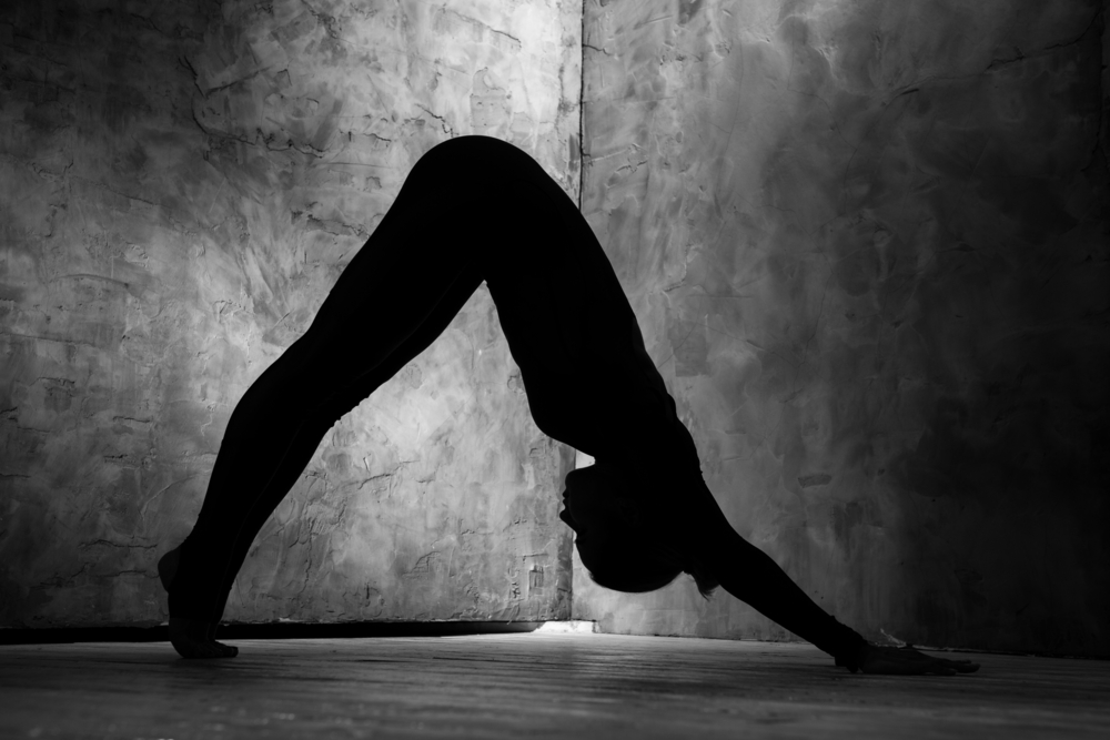 A typical yoga pose down dog